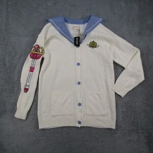 Sailor Moon Usagi Sailor Collar Cardigan Hot Topic Exclusive Cream Blue MD NEW